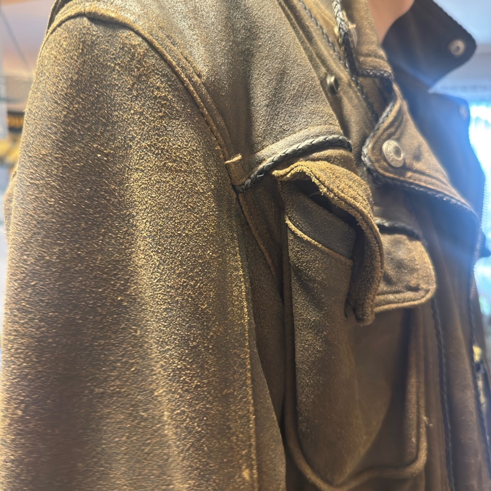 Vintage 90’s Y2K Harley Davidson Billings Distressed Mens  LARGE  Leather Jacket - Picture 9 of 12